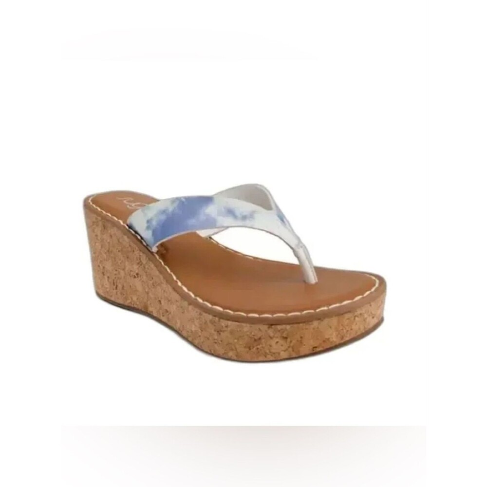 Sugar Sandals Women's Size 8 Blue Tie-Dye Cork Wedge Open-Toe NIB
